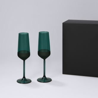 Изображение №1 | Подарочный набор 2 бокала для шампанского Эмеральд (Emerald) в черной коробке