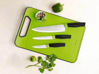 Изображение №3 | Набор из 3 ножей с пластиковой разделочной доской «OLIVIA» (черный, зеленый)