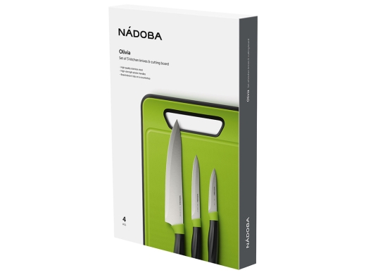 Изображение №2 | Набор из 3 ножей с пластиковой разделочной доской «OLIVIA» (черный, зеленый)