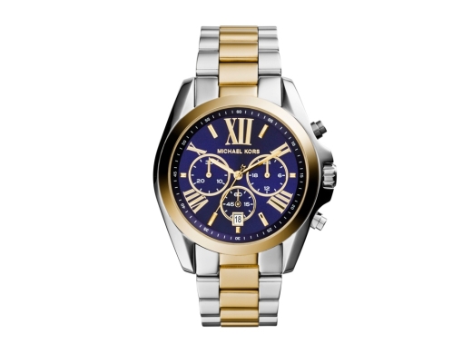 Изображение №1 | Часы наручные, женские (браслет - серебристый/золотистый, корпус - серебристый/золотистый, циферблат - синий)