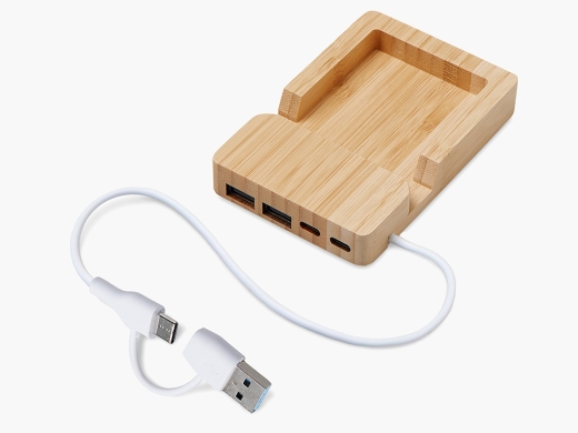 Изображение №1 | USB-хаб «Memo», 2*USB, 2*Type C (натуральный)