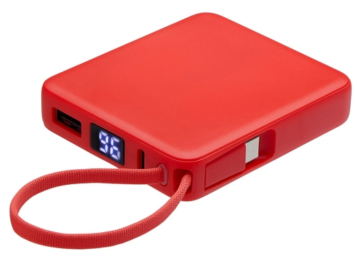 Изображение №2 | Внешний аккумулятор со встроенным кабелем USB-C «Дэнси», 5000 мАч (красный)