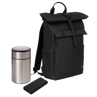 Изображение №1 | Подарочный набор Монте (Monte), черный (термос, ЗУ, рюкзак)