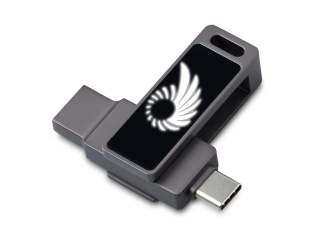 Изображение №1 | USB3.0/ Type-C флешка 2в1 на 64 ГБ «Спинлайт» с подсветкой (темно-серый)