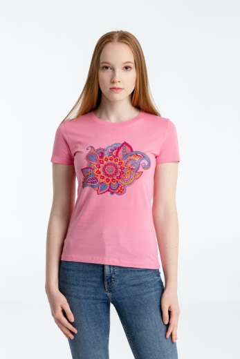 Изображение №1 | Футболка женская «Узор», розовая, размер S