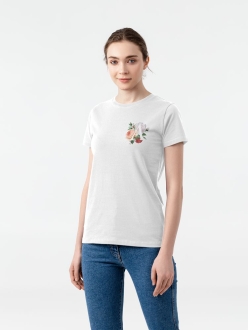Изображение №1 | Футболка женская «Цветочная азбука: А», белая, размер S