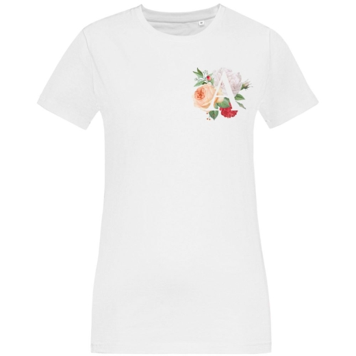 Изображение №2 | Футболка женская «Цветочная азбука: А», белая, размер S