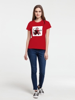 Изображение №3 | Футболка женская Carmen and Carwoman, красная, размер S