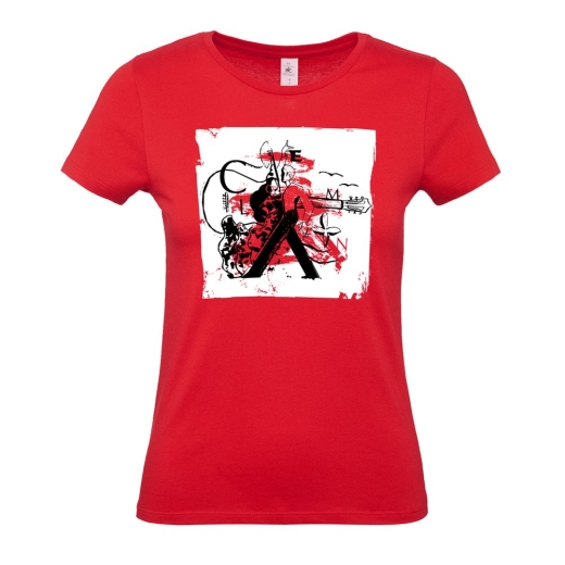 Изображение №1 | Футболка женская Carmen and Carwoman, красная, размер S