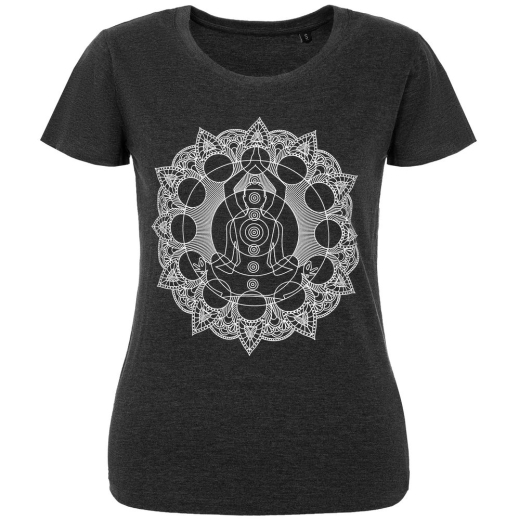 Изображение №1 | Футболка женская Chakraday, черный меланж, размер S