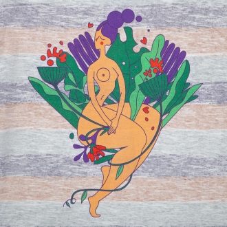 Изображение №5 | Футболка женская «Амазонка» двусторонняя, оранжевый/фиолетовый, размер S