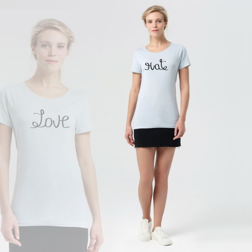 Изображение №4 | Футболка женская Hate-Love, голубая, размер S