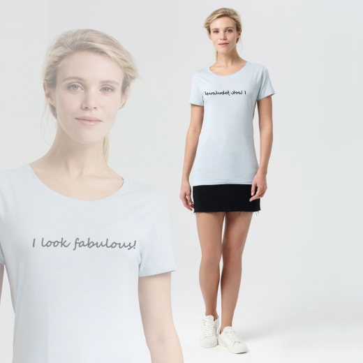 Изображение №4 | Футболка женская I Look Fabulous, голубая, размер S
